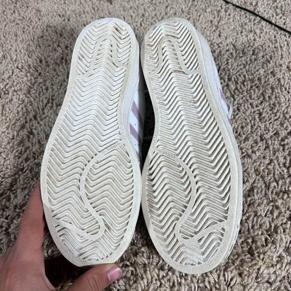 Adidas Superstar white/purple shoes womens size 6 - Picture 6 of 6